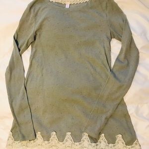 Xhiliration Sage Green Long Sleeved Thermal/Blouse